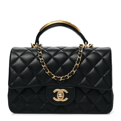 Chanel Lambskin Quilted Metal Mini Top Handle Rectangular Flap Black 1 of 8