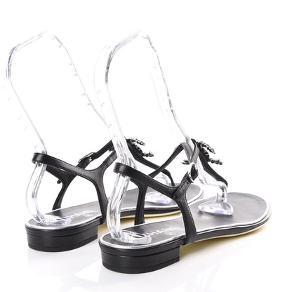 Chanel Lambskin CC Chain Thong Sandals 41 Black 4 of 8