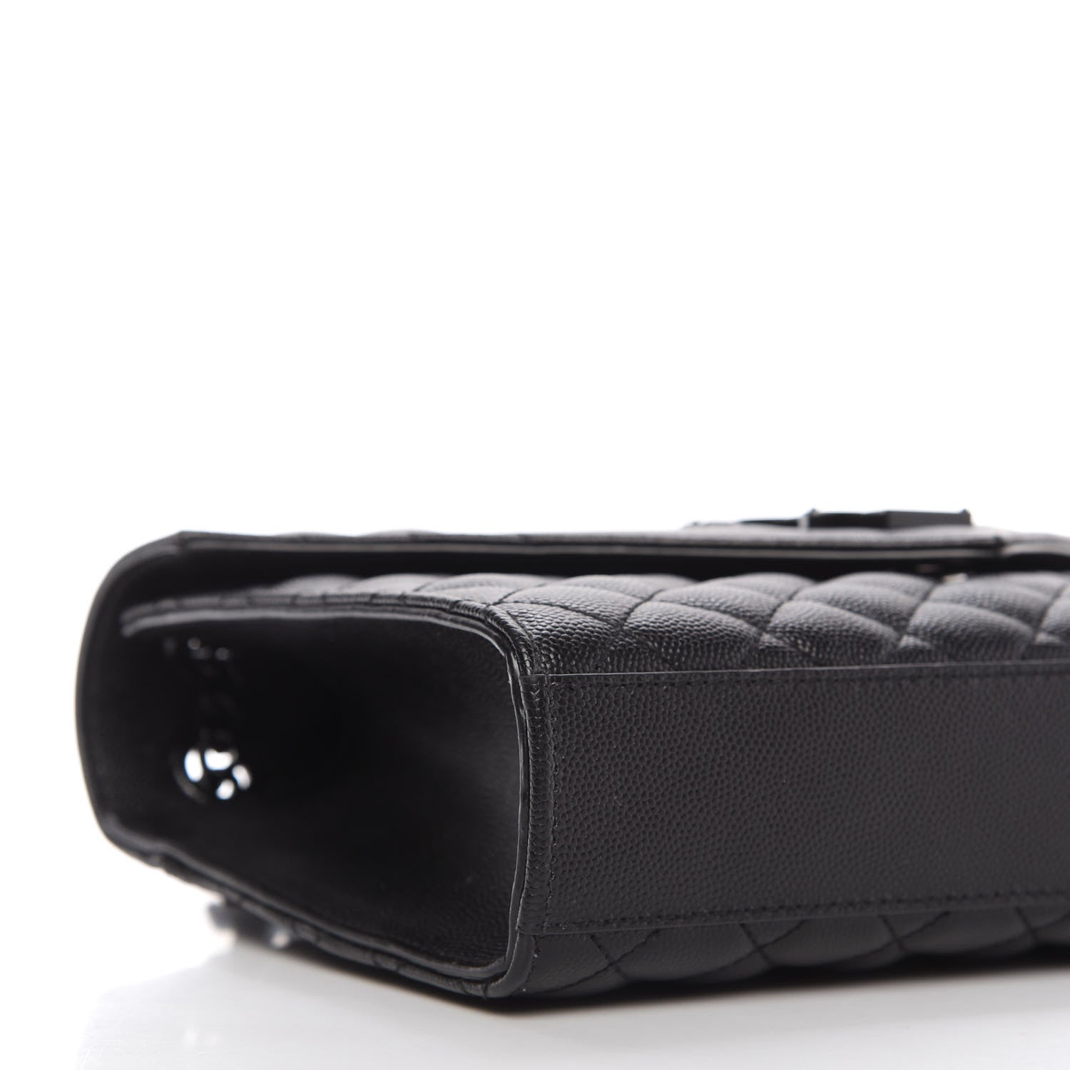 Saint Laurent Grain De Poudre Textured Mixed Matelasse Triquilt Medium Monogram Satchel Black 6 of 10