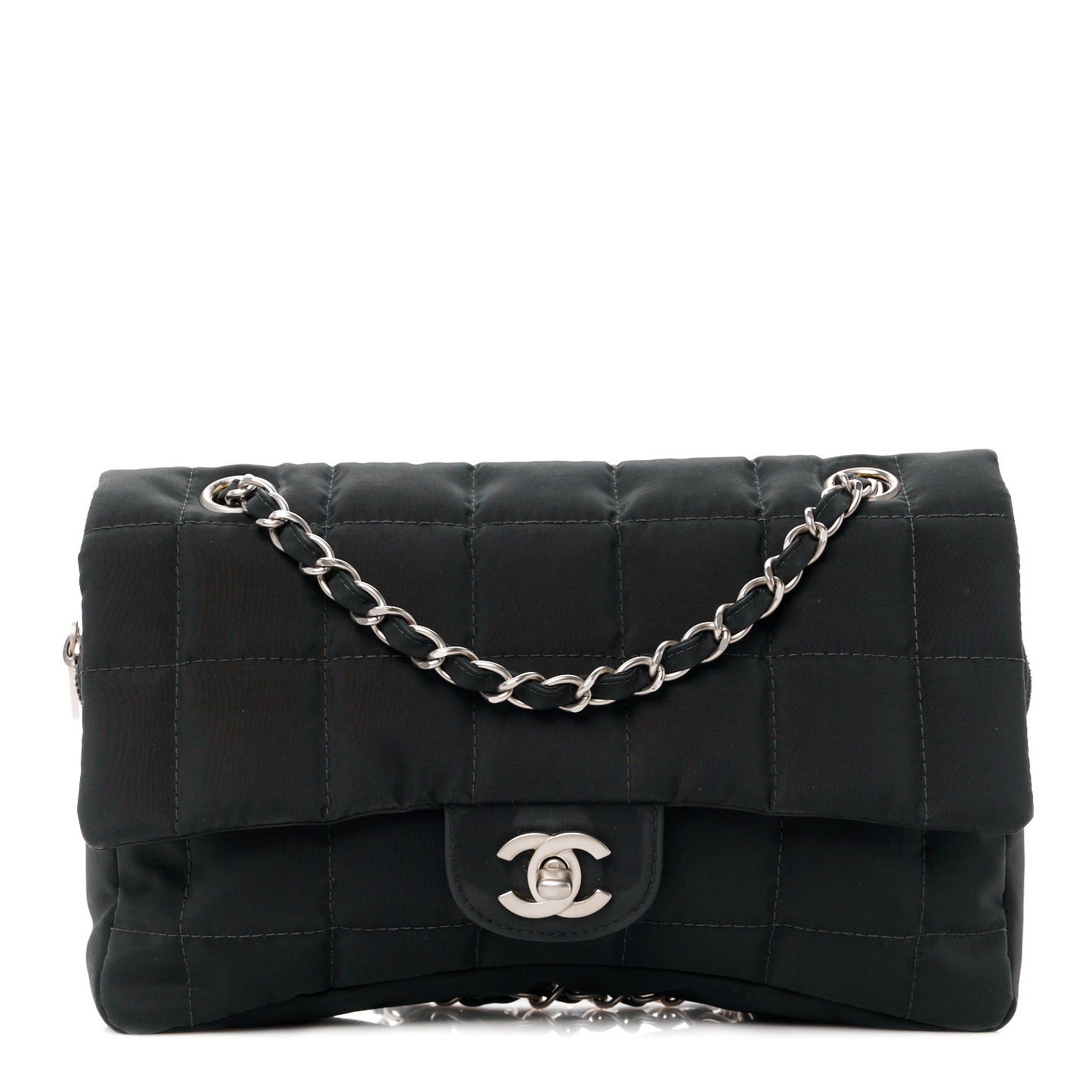 Nylon Square Quilted Flap Black
