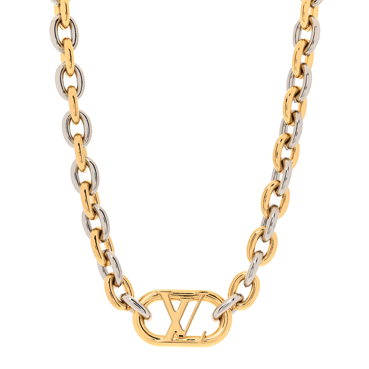 Louis Vuitton Metal Everyday LV Chain Necklace Gold Silver 1 of 6