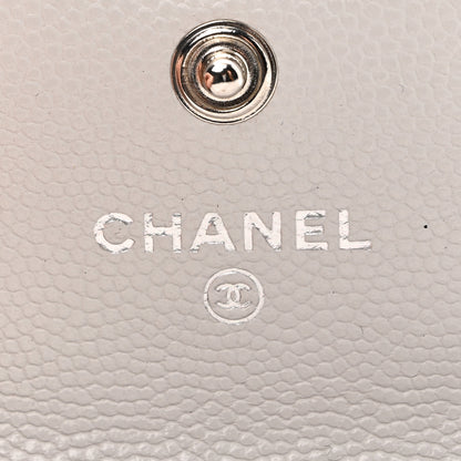 Chanel Caviar Quilted CC Flap Card Holder Light Grey 6 of 10