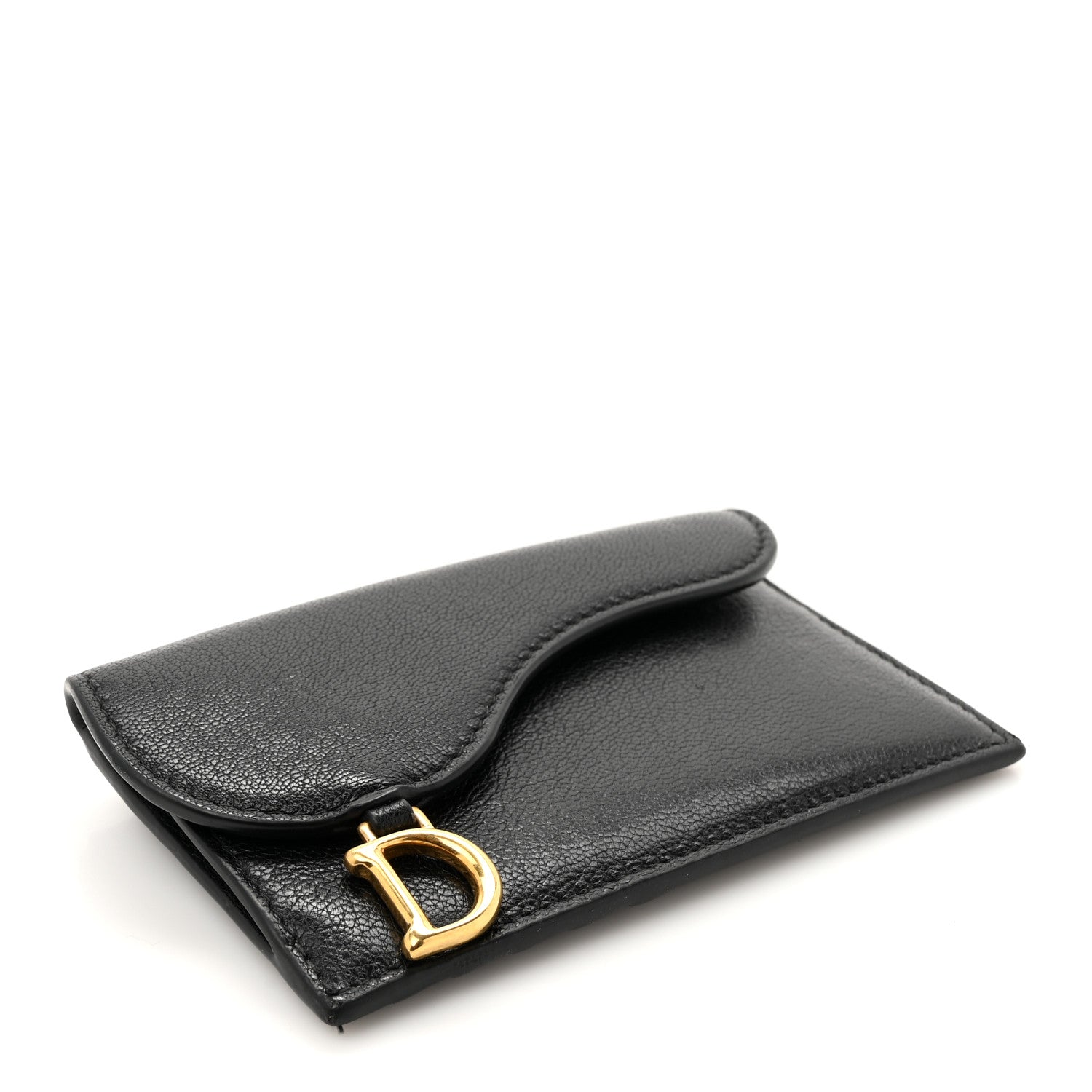 Christian Dior Goatskin Saddle Card Holder Black 4 of 7