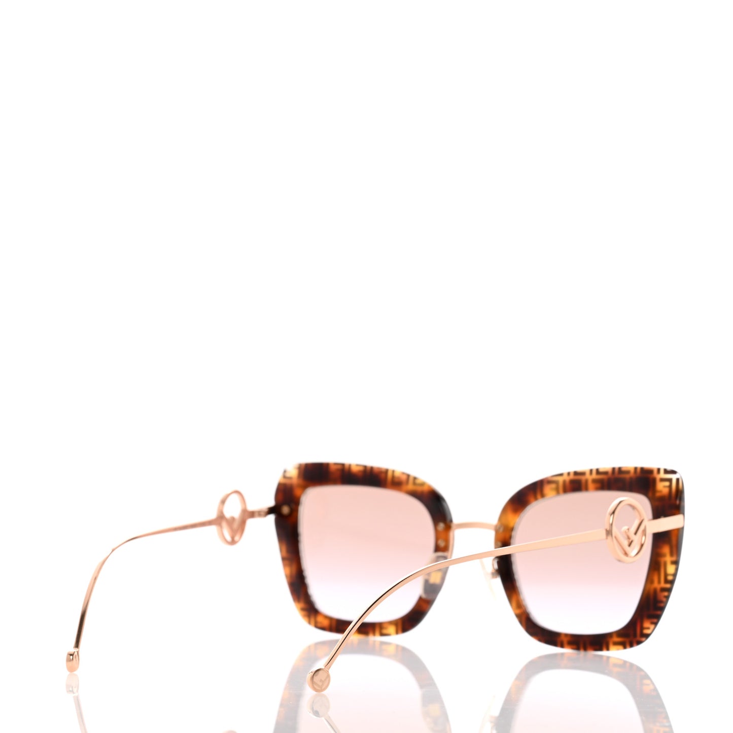 Acetate Metal F is Fendi FF Square Cat Eye Sunglasses FF 0408/S Havana
