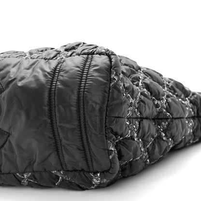 Chanel Nylon Quilted Tweed Stitch Bubble Tote Black 10 of 11