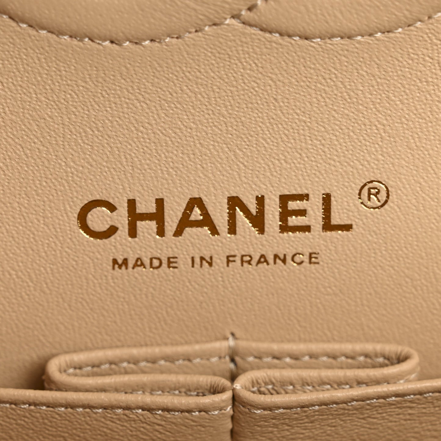 Caviar Quilted Medium Double Flap Beige