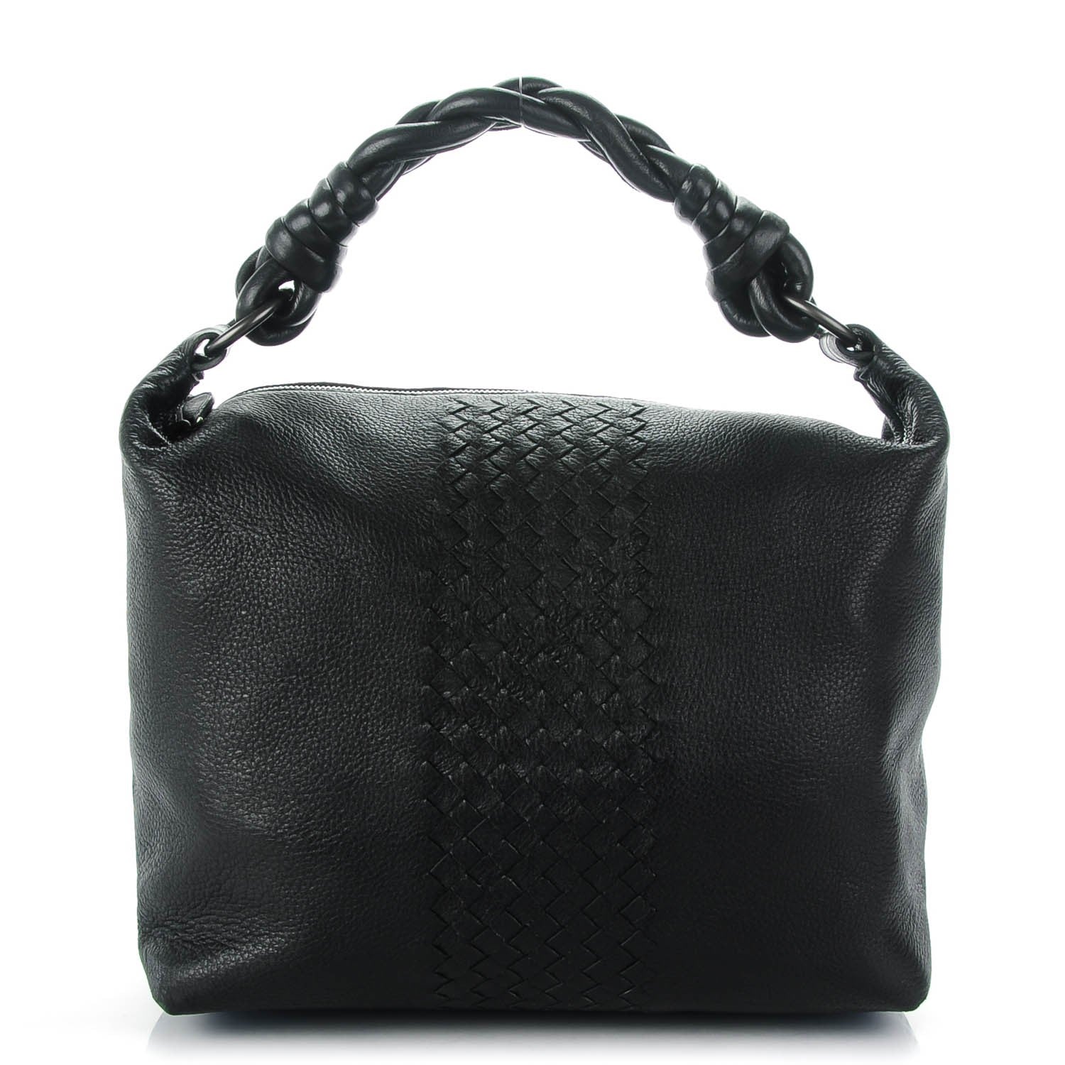 Bottega Veneta Cervo Deerskin Intrecciato Shoulder Bag Nero Black 1 of 7