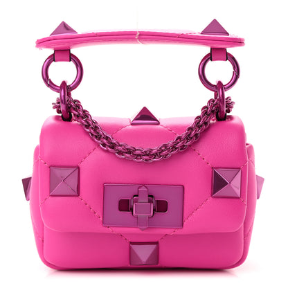 Valentino Garavani Nappa Lacquer Monochrome Mini Roman Stud Shoulder Bag Pink PP 1 of 11
