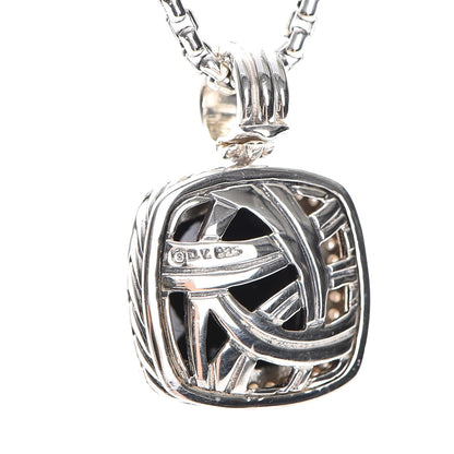 David Yurman Sterling Silver Diamond Black Onyx 14mm Albion Pendant Necklace 4 of 7