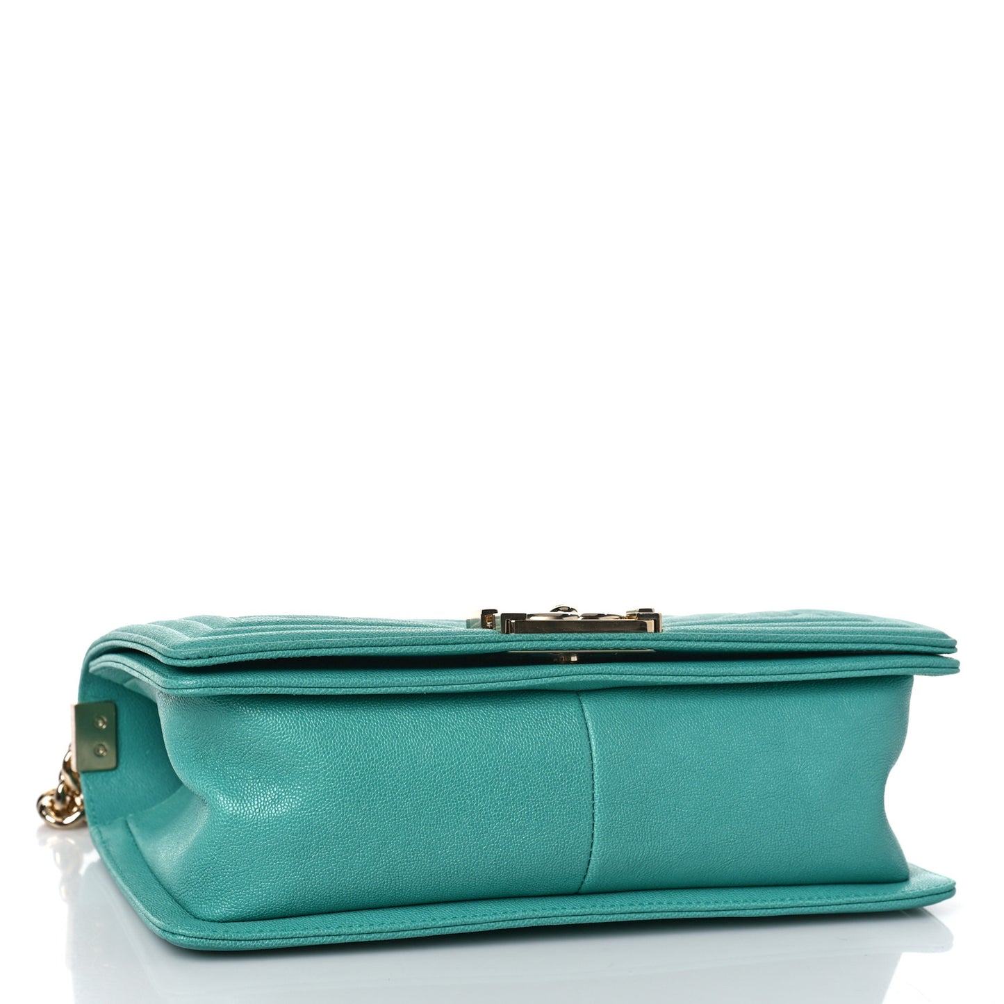 Caviar Chevron Quilted Medium Boy Flap Turquoise