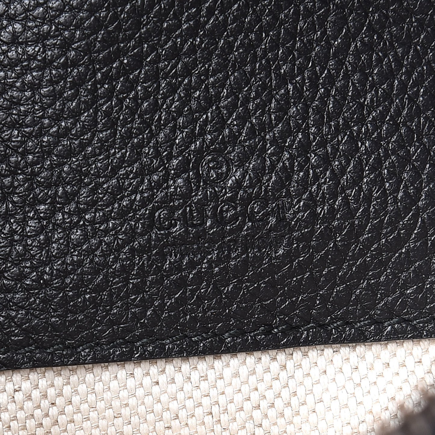 Grained Calfskin Logo Wristlet Black