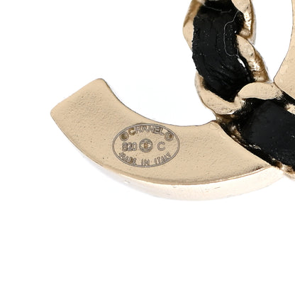 Chanel Crystal Baguette Lambskin Chain CC Vintage Allure Stud Earrings Black Gold 4 of 5