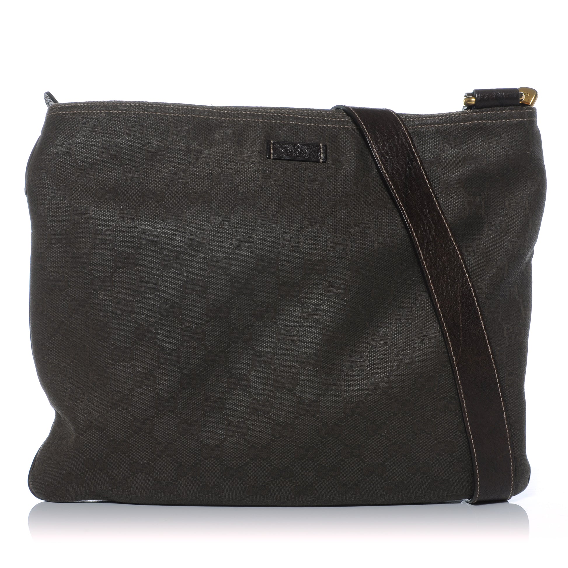 Gucci Monogram Medium Flat Messenger Bag Dark Brown 1 of 9
