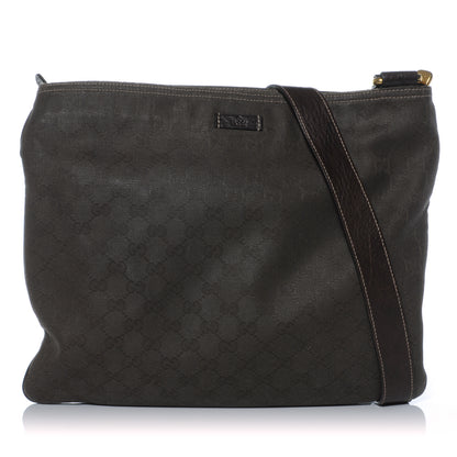 Gucci Monogram Medium Flat Messenger Bag Dark Brown 1 of 9