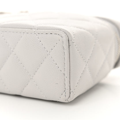 Chanel Caviar Quilted Ridged CC Top Handle Slim Vanity Case With Chain Light Grey 10 of 11