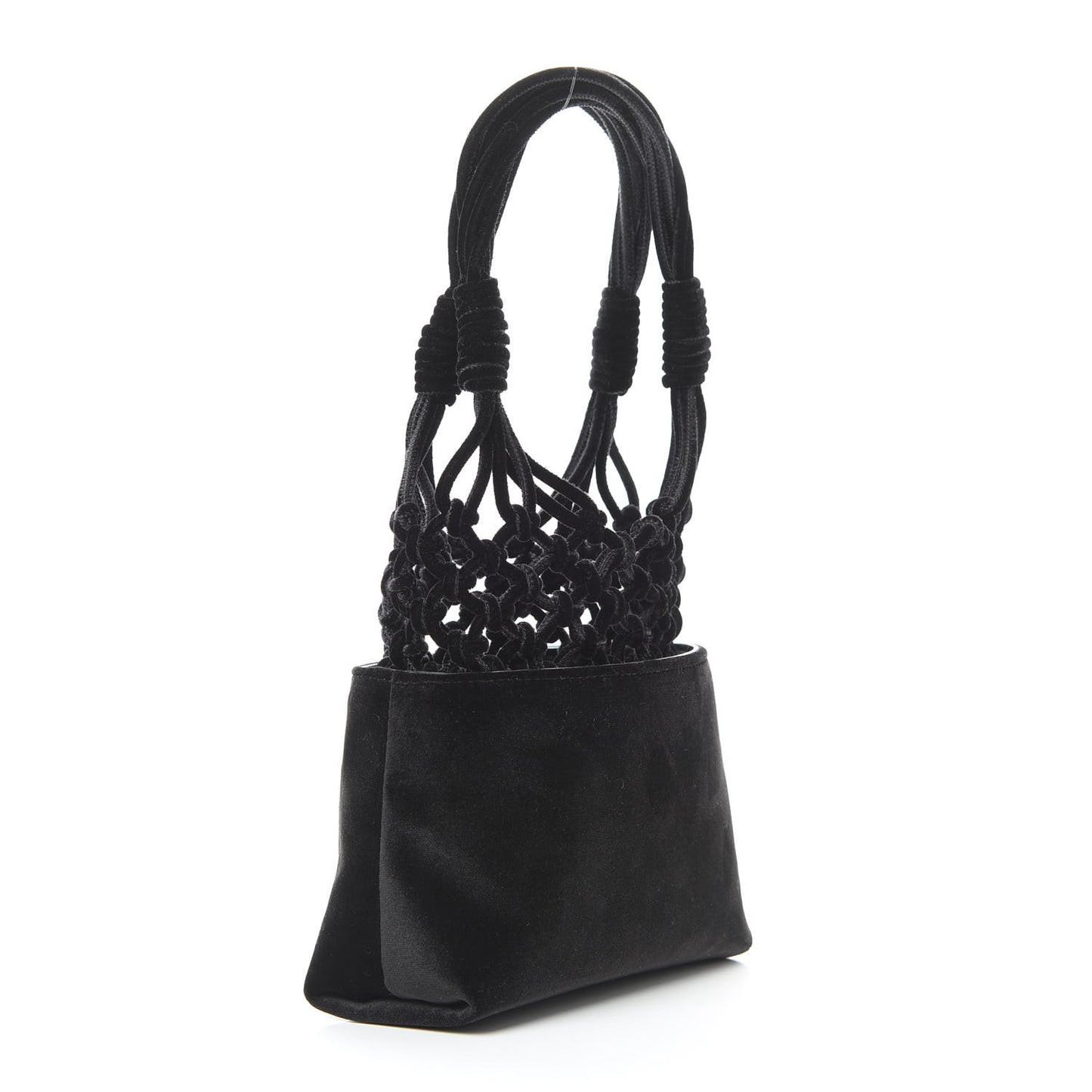 Velvet Crystal Logo Knotted Tote Black