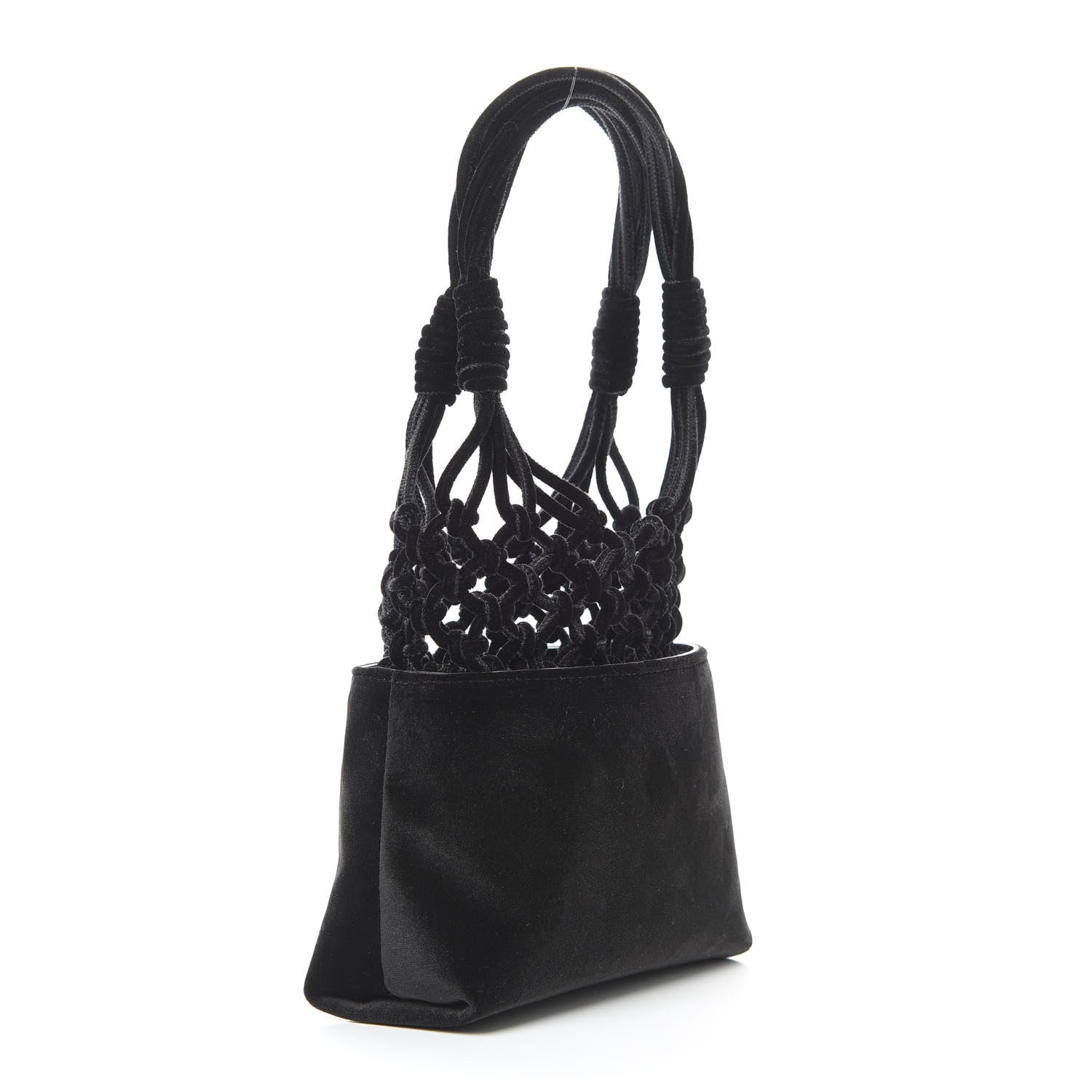 Stella McCartney Velvet Crystal Logo Knotted Tote Black 3 of 9