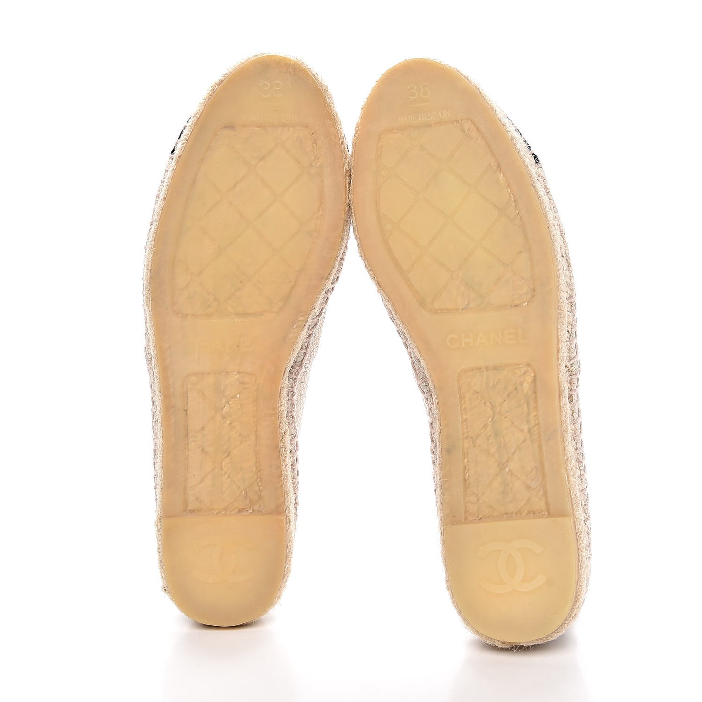 Crackled Calfskin Espadrilles 38 Beige Black