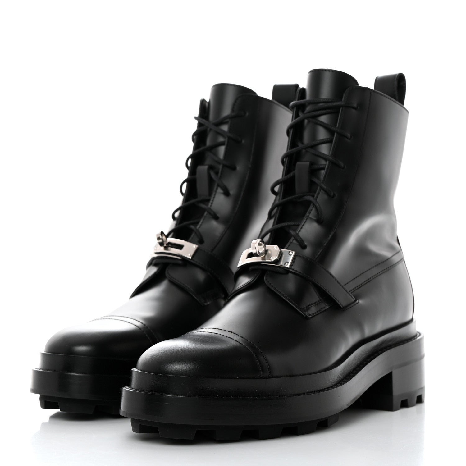 Hermes Glossed Calfskin Funk Ankle Boots 37 Black 3 of 9