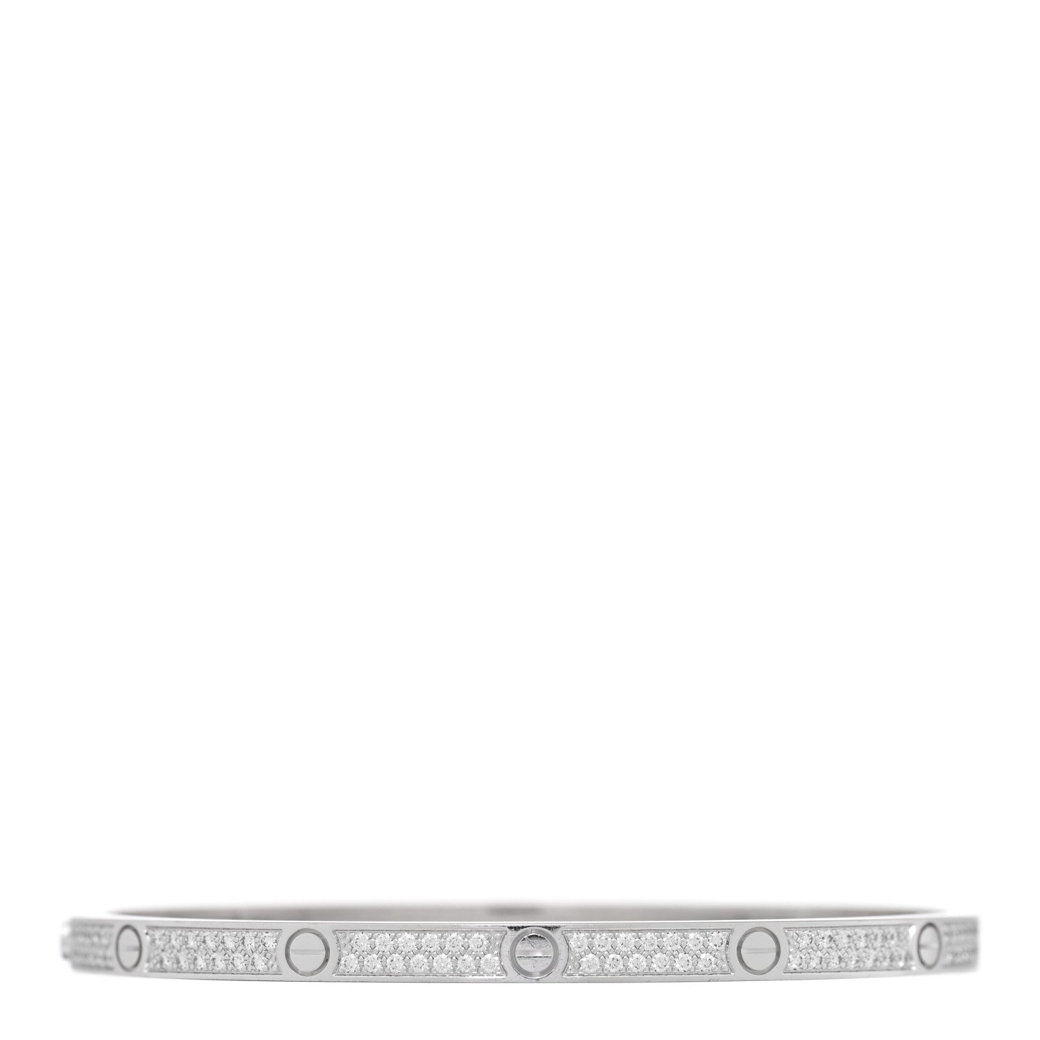 Cartier 18K White Gold Diamond Small LOVE Paved Bracelet 16 2 of 7
