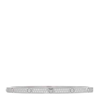 Cartier 18K White Gold Diamond Small LOVE Paved Bracelet 16 2 of 7