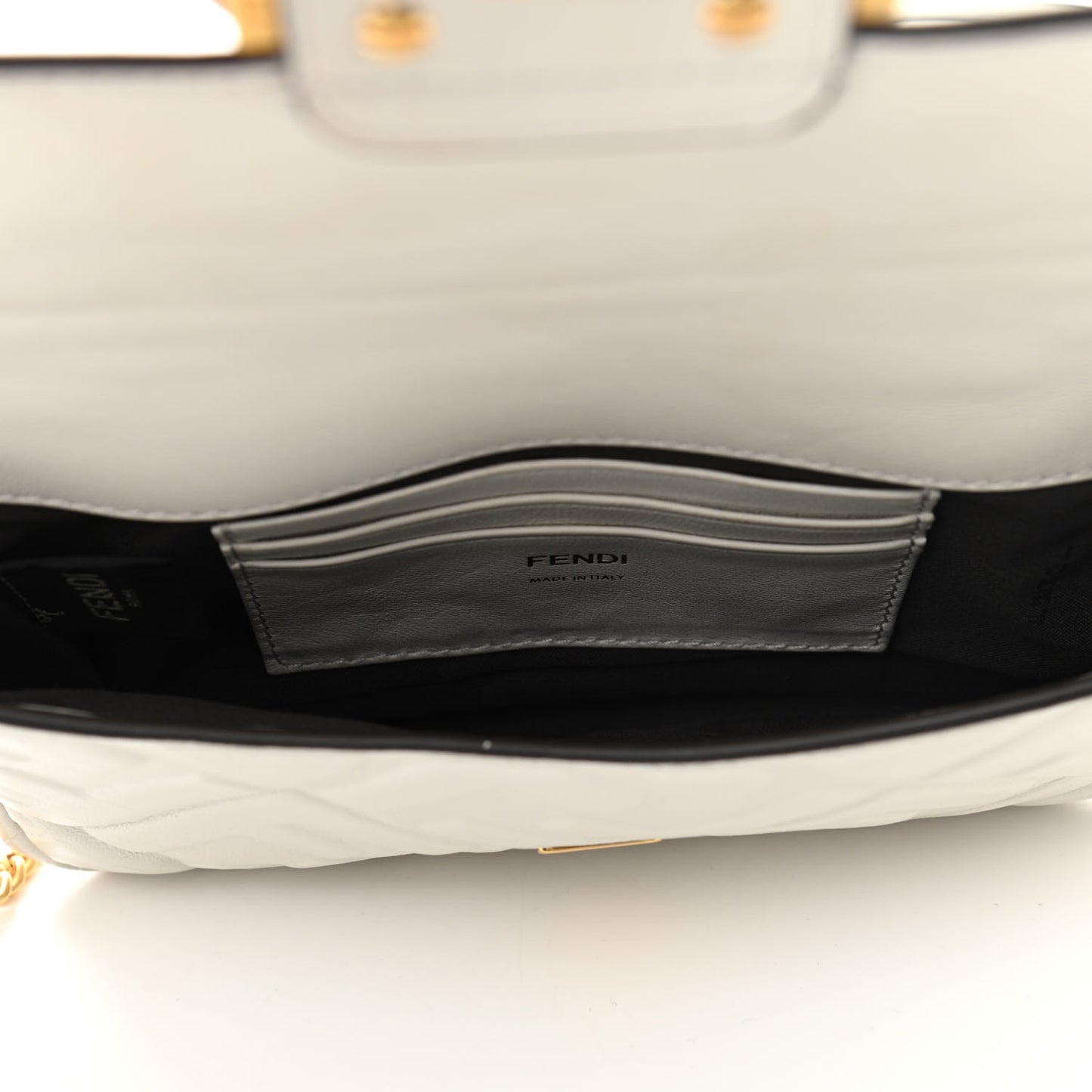 Nappa FF 1974 Embossed Mini Baguette White