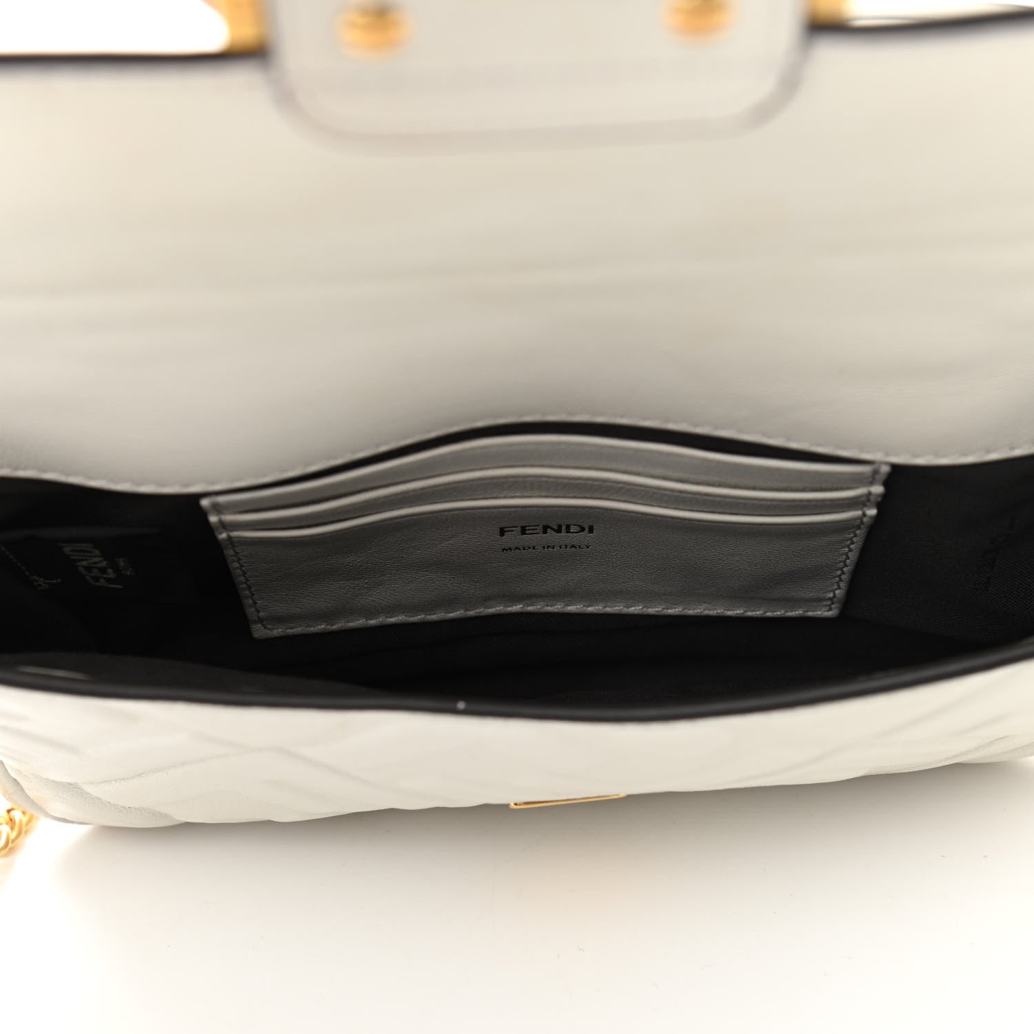 Fendi Nappa FF 1974 Embossed Mini Baguette White 5 of 11