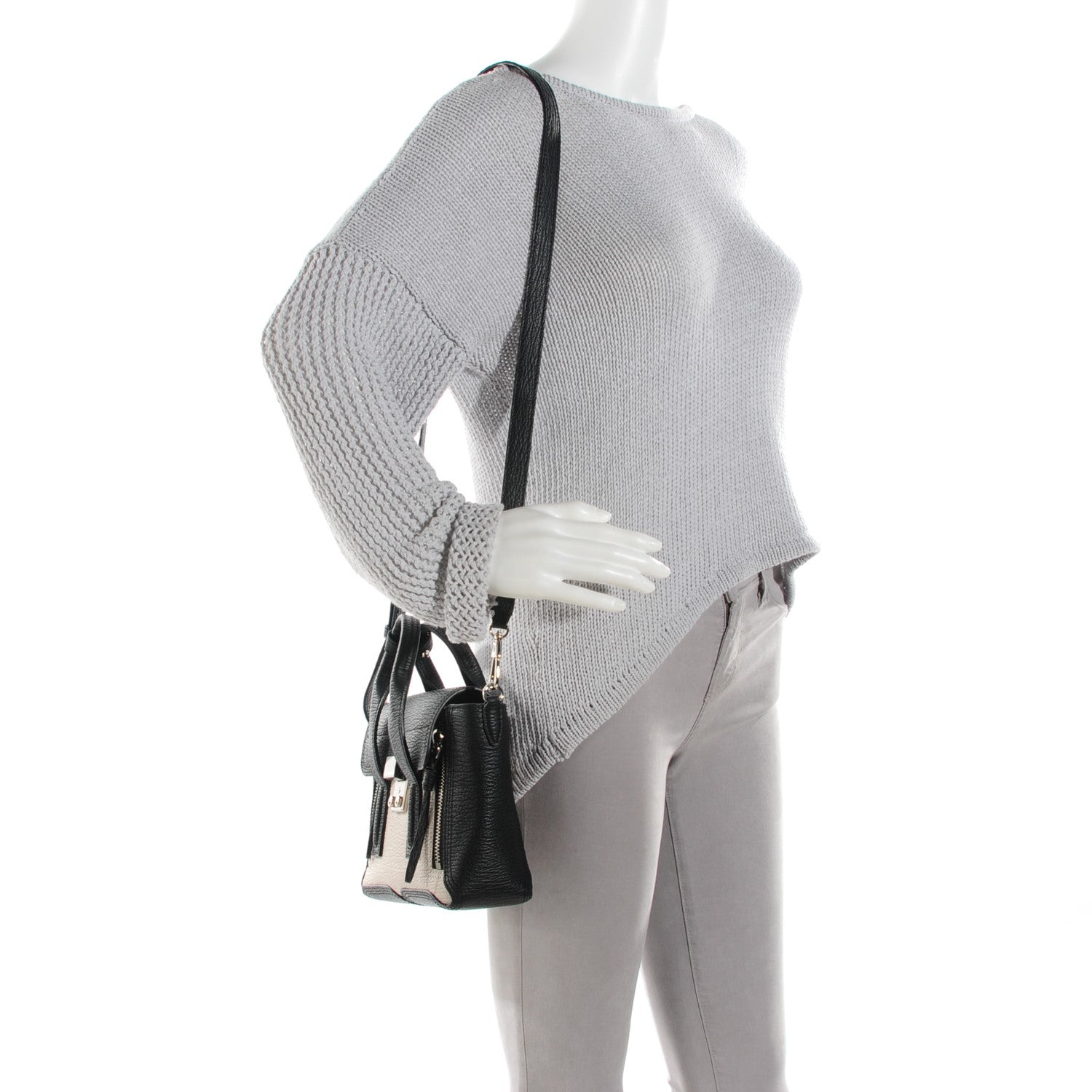 3.1 Phillip Lim 3.1 Textured Calfskin Mini Pashli Satchel Black Feather 2 of 7