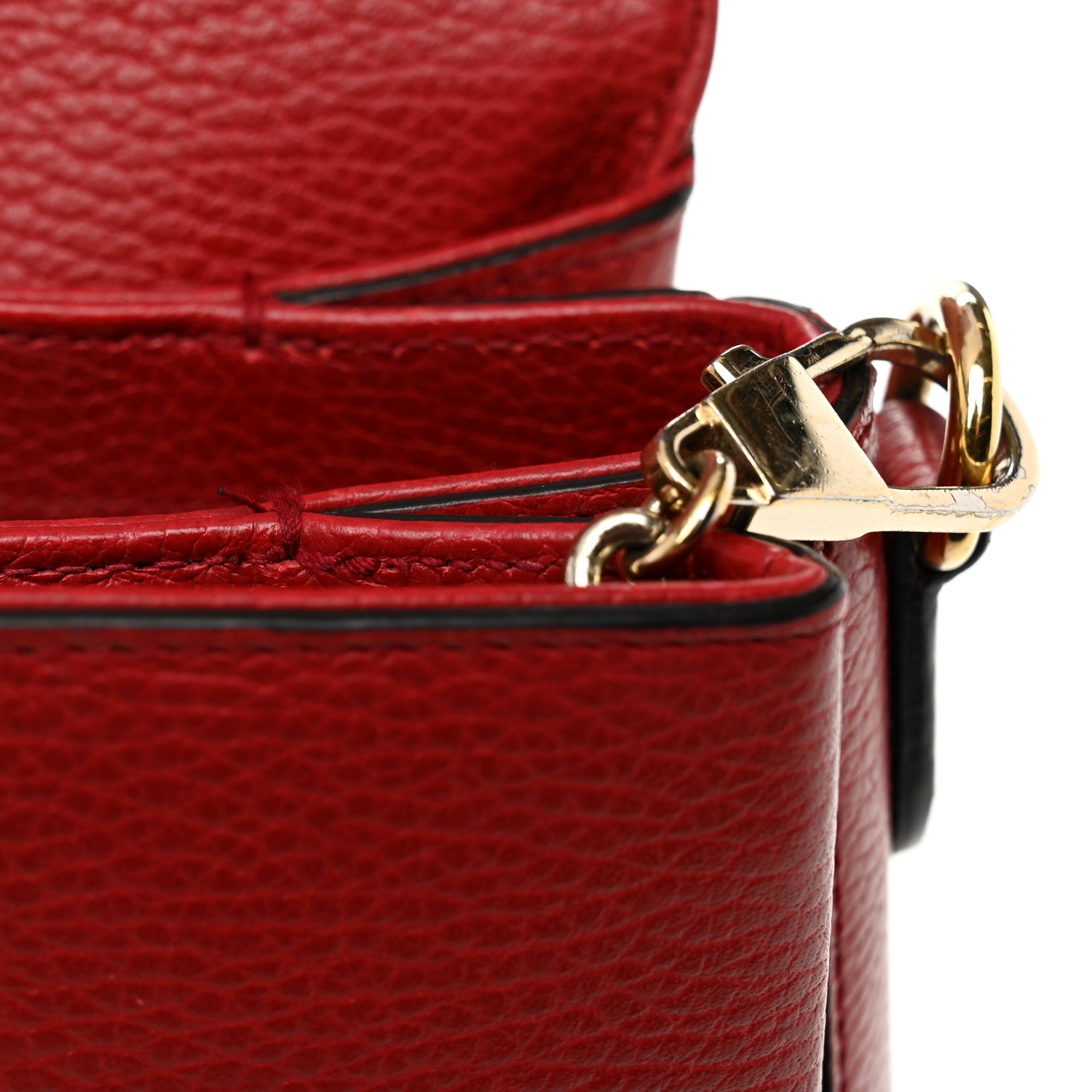 Gucci Dollar Calfskin Interlocking G Top Handle Shoulder Bag Red