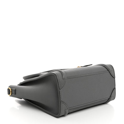 Celine Drummed Calfskin Nano Luggage Kohl 4 of 11