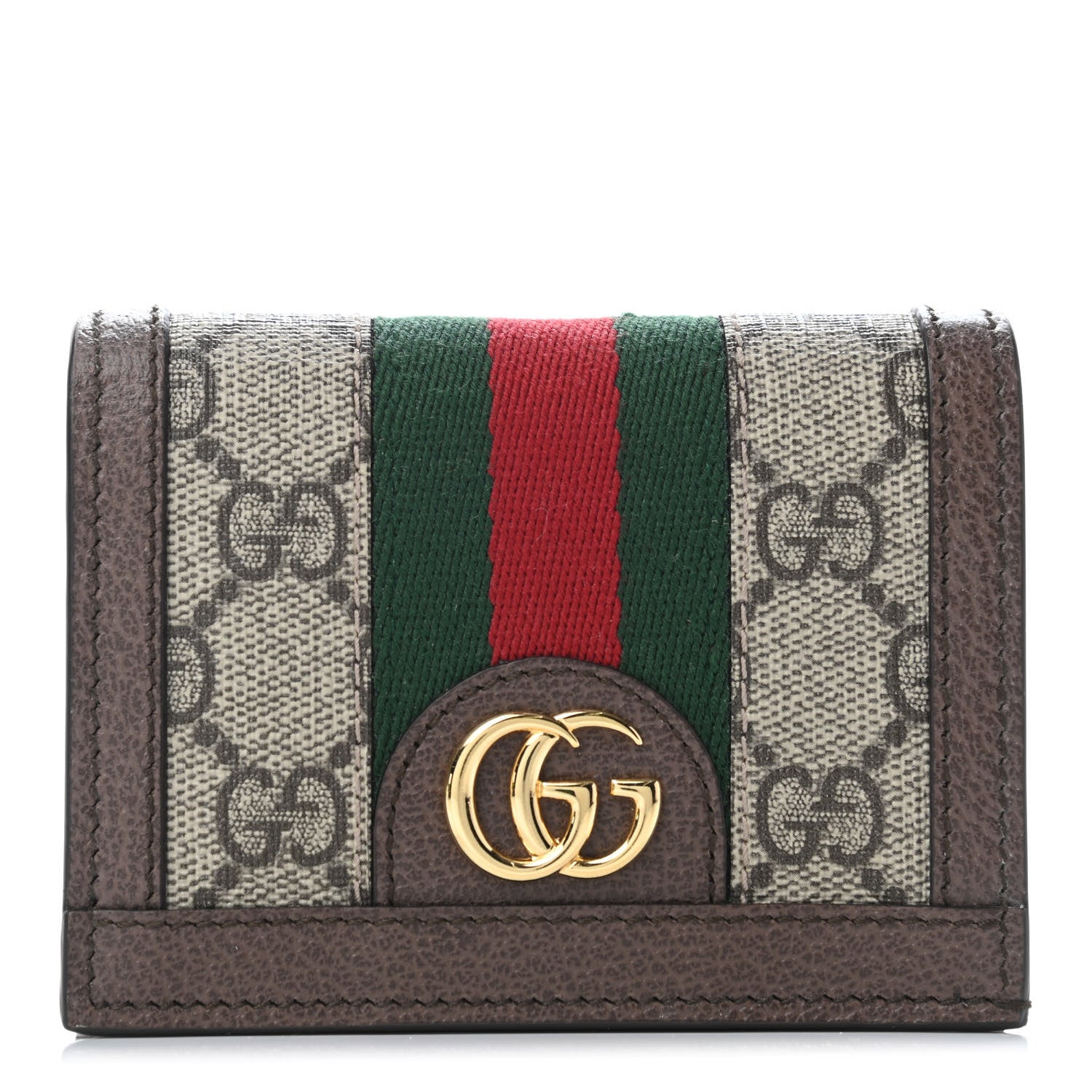Gucci GG Supreme Monogram Web Ophidia Card Case Beige New Acero 1 of 5