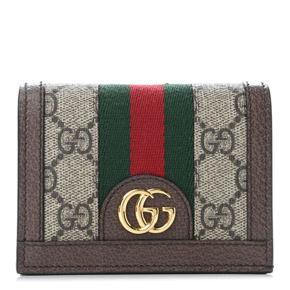 Gucci GG Supreme Monogram Web Ophidia Card Case Beige New Acero 1 of 5