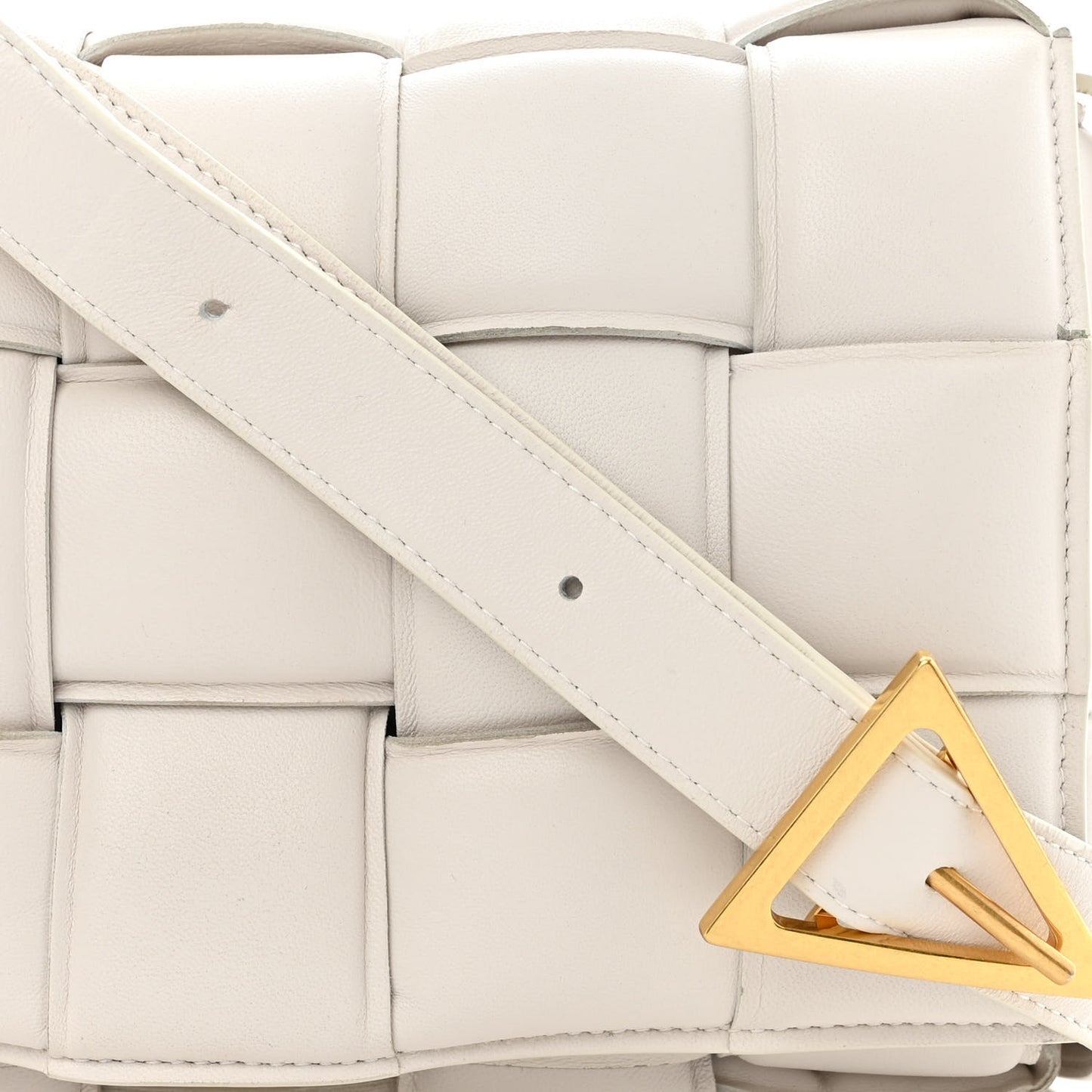 Nappa Maxi Intreccio Padded Cassette Crossbody Bag Chalk