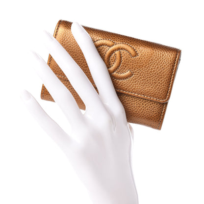 Chanel Metallic Caviar CC Timeless Card Holder Dark Gold 2 of 9