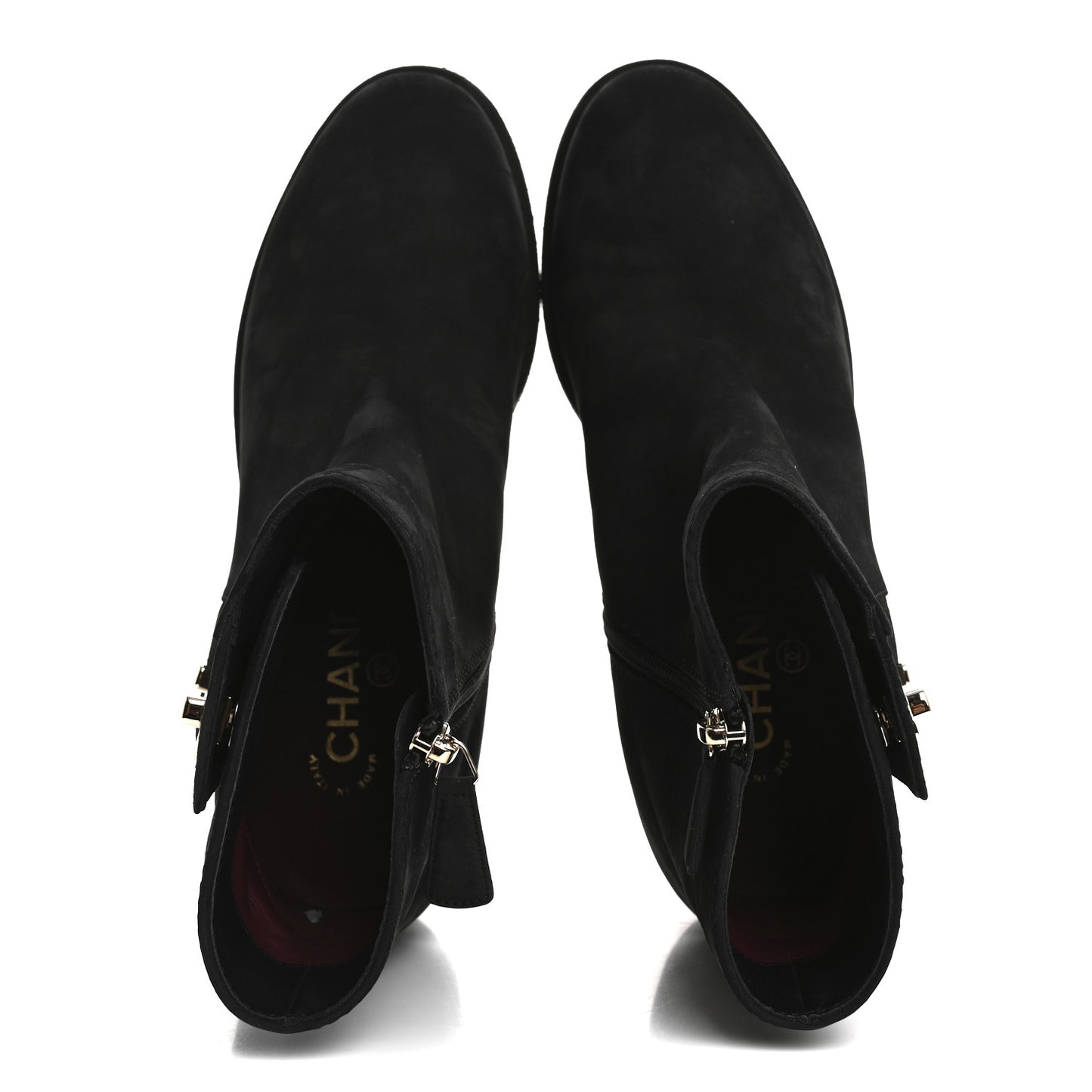 Suede Calfskin CC Turnlock Short Boots 39.5 Black