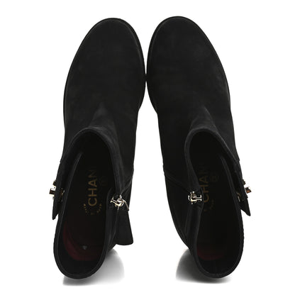 Chanel Suede Calfskin CC Turnlock Short Boots 39.5 Black 2 of 10