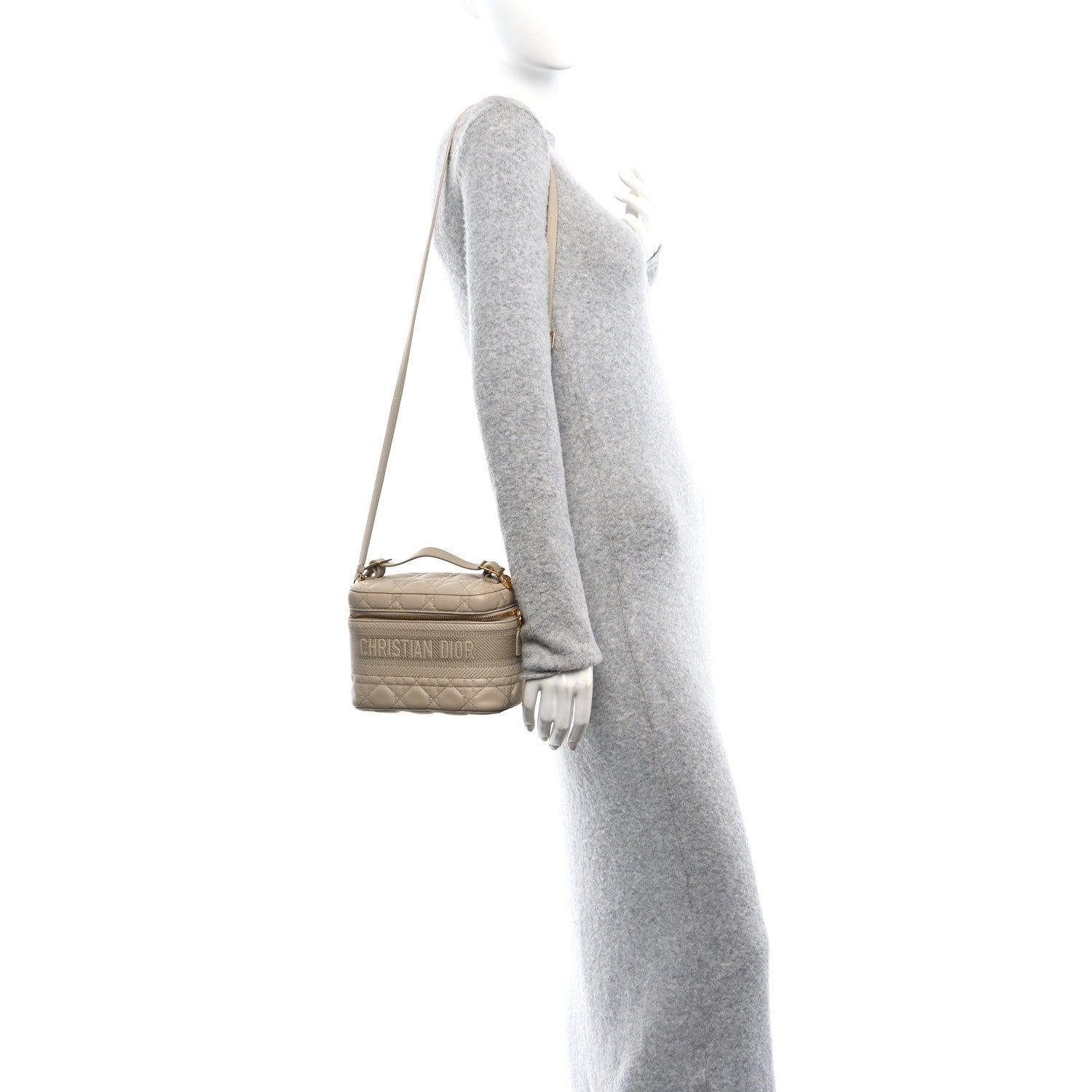 Christian Dior Lambskin Cannage Small Diortravel Vanity Case Light Beige 3 of 13