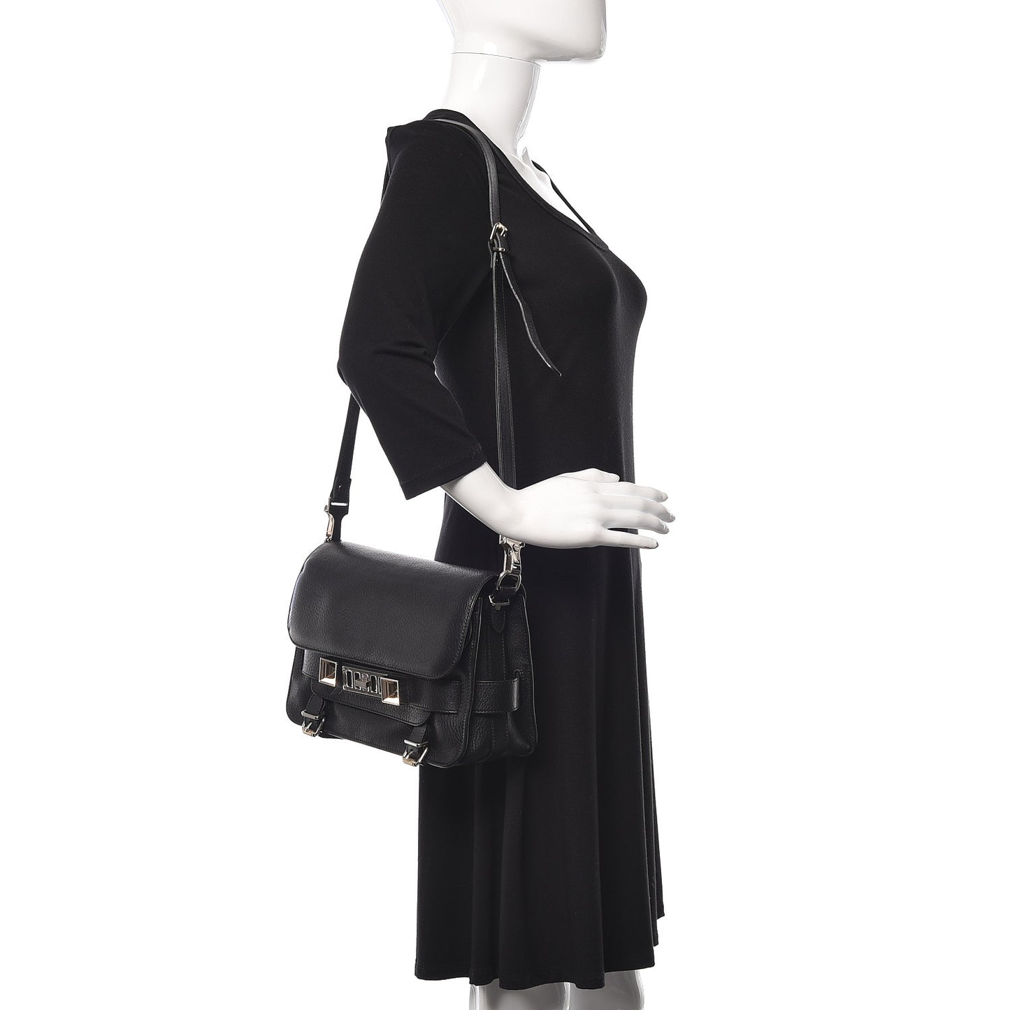 Calfskin PS11 Classic Shoulder Bag Black