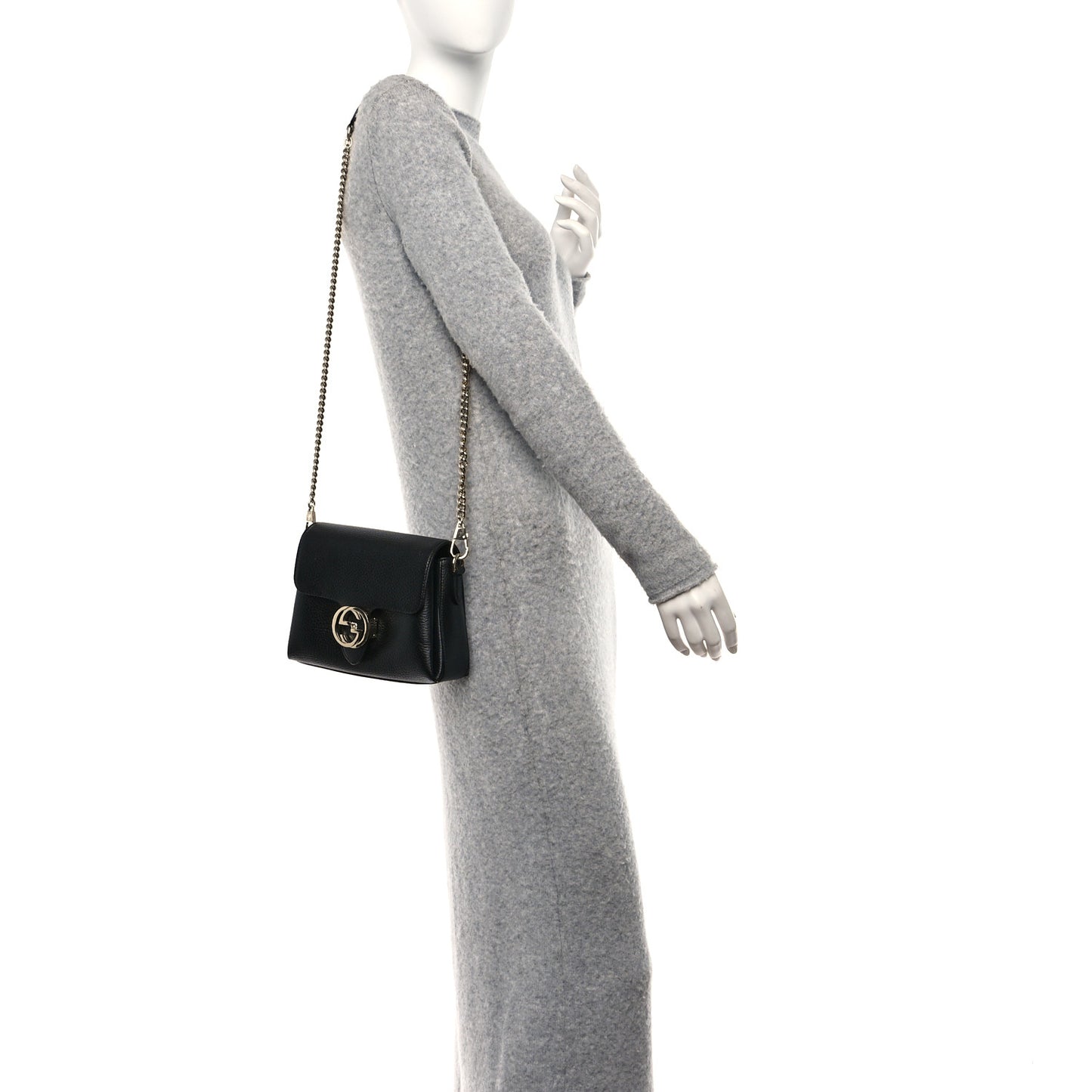 Dollar Calfskin Interlocking G Crossbody Bag Black