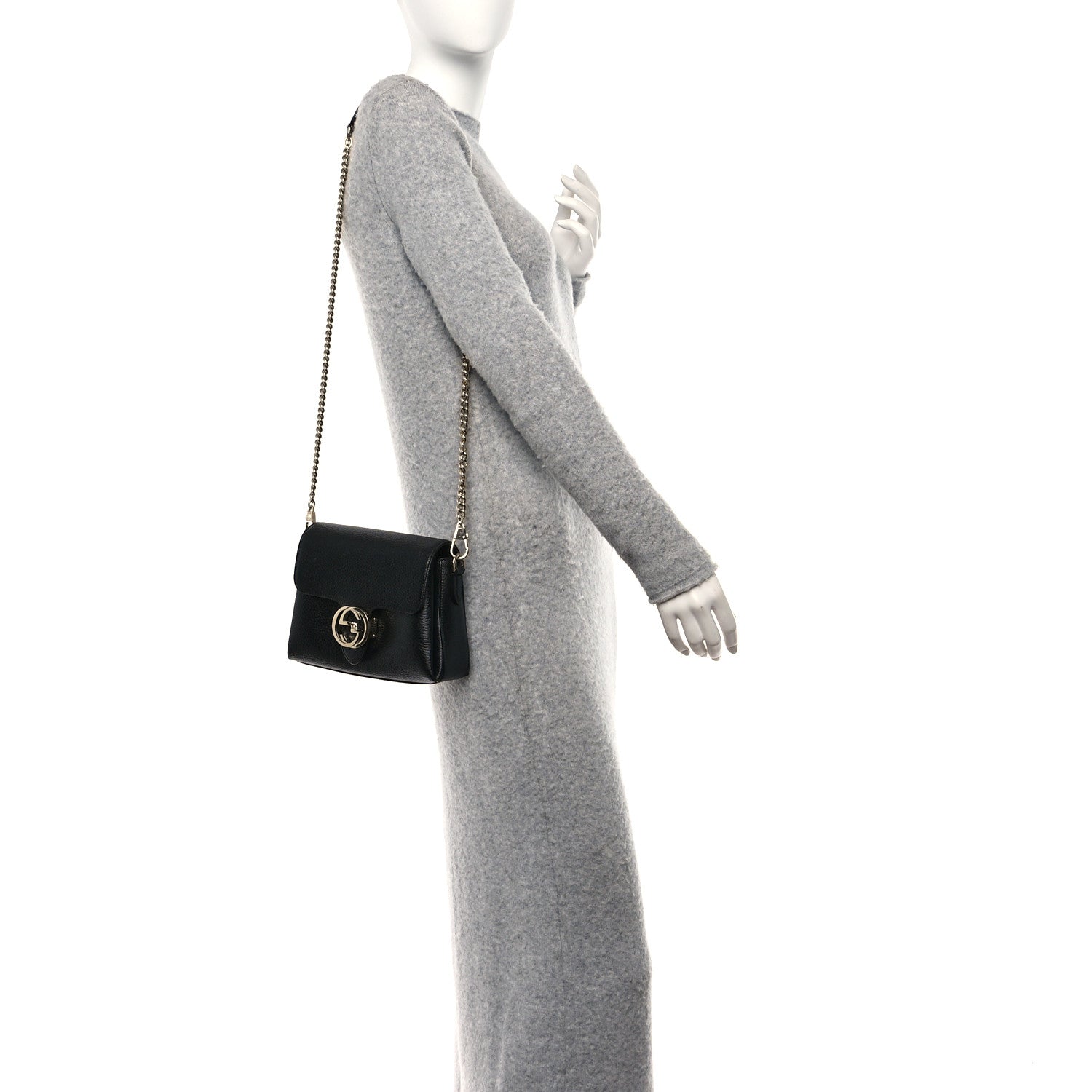Gucci Dollar Calfskin Interlocking G Crossbody Bag Black 3 of 10