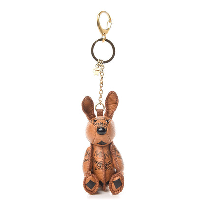 MCM Visetos Rabbit Key Ring Bag Charm Cognac 1 of 5