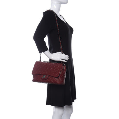 Chanel Lambskin Quilted Jumbo Single Flap Dark Red 2 of 12
