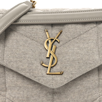 Saint Laurent Jersey Quilted Small Loulou Puffer Monogram Chain Satchel Chalk Beige 8 of 10