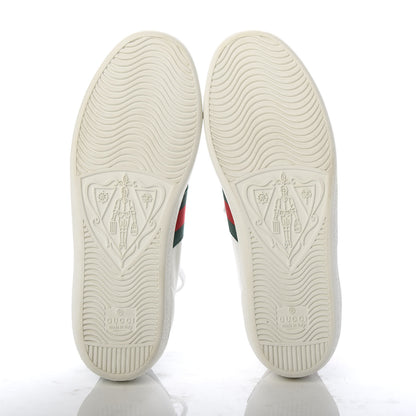 Gucci Calfskin Ayers Bee Embroidered Womens Ace Sneakers 37 White Green 5 of 10