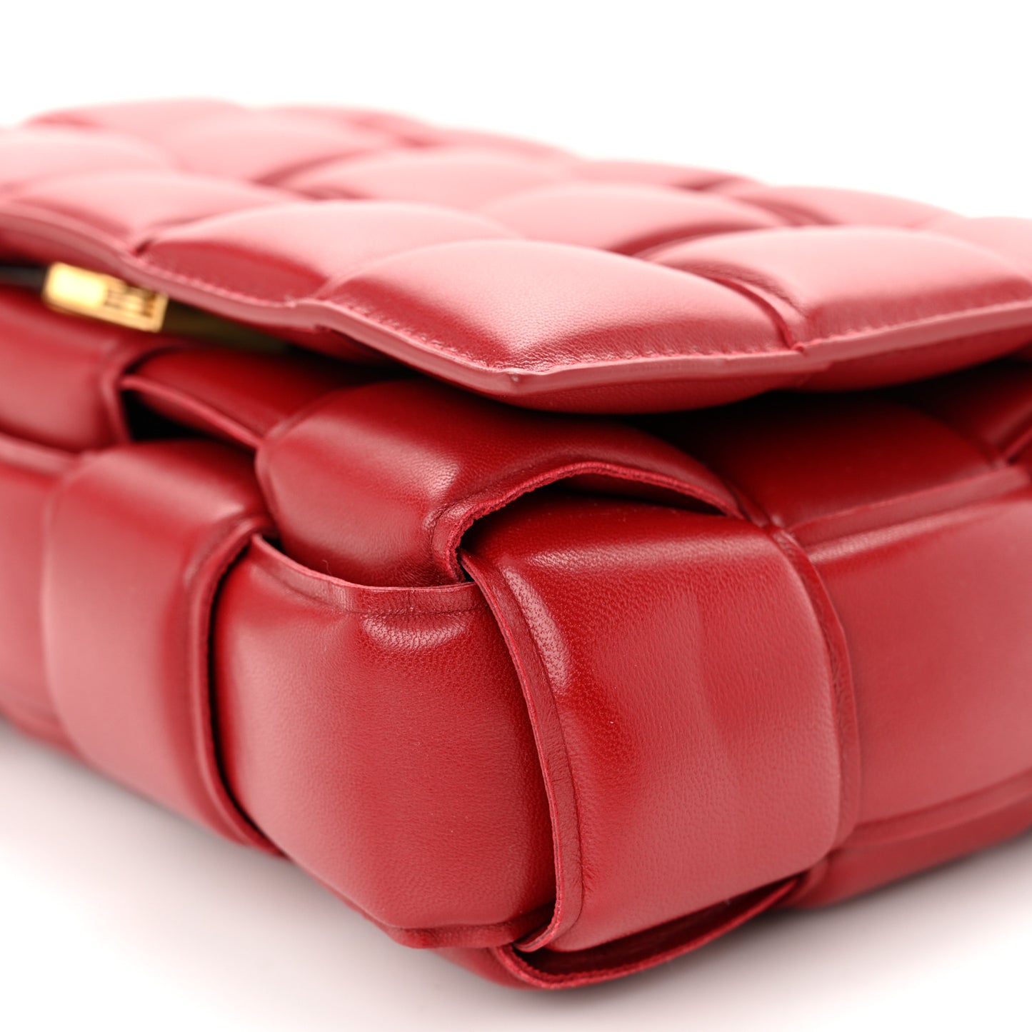 Nappa Maxi Intreccio Padded Cassette Crossbody Bag Dark Red