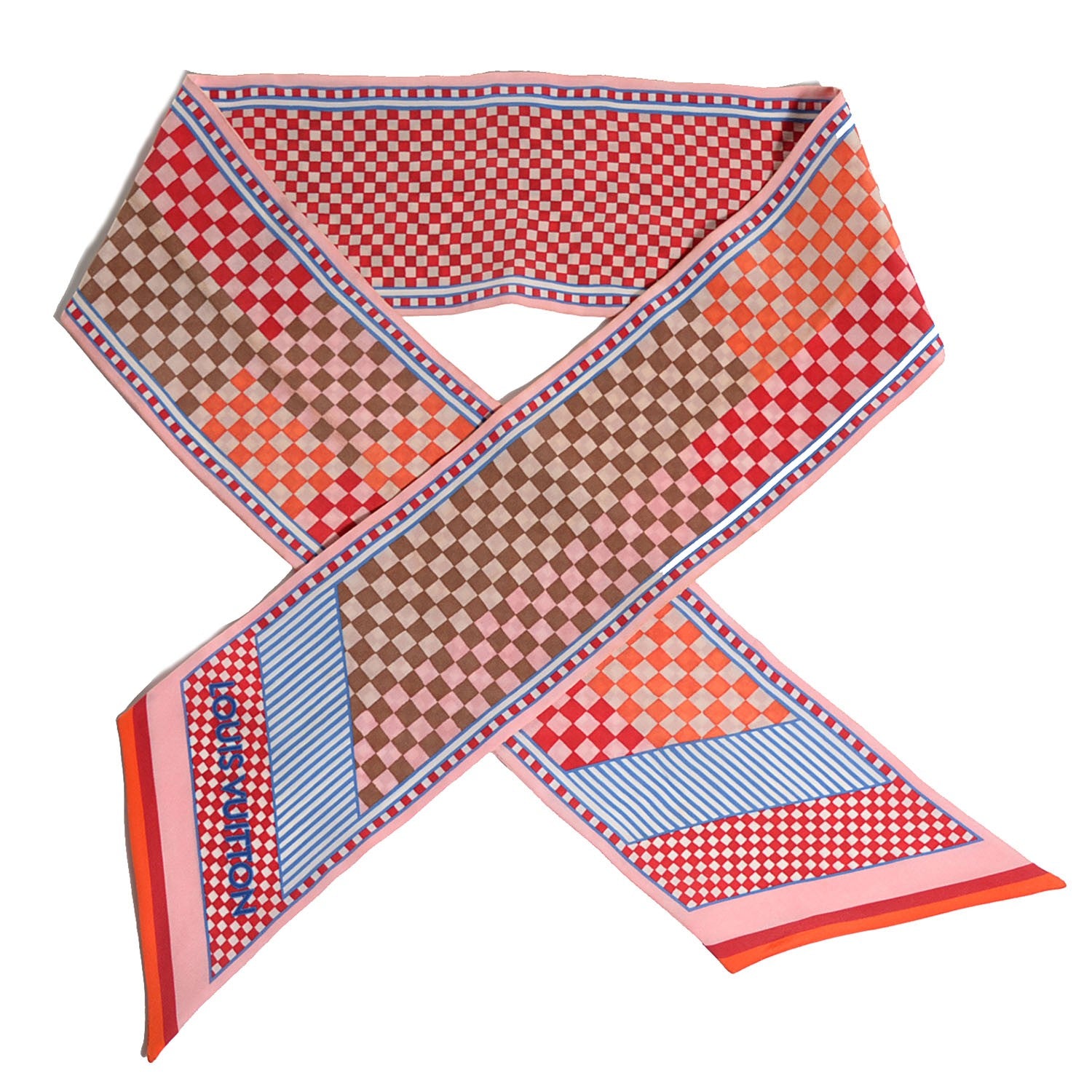 Louis Vuitton Silk Damier Aquarelle Bandeau Piment 1 of 4