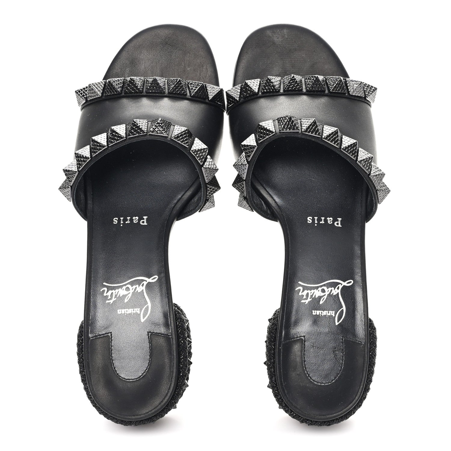 Christian Louboutin Waxed Calfskin Pyramule 30mm Sandals 37 Black 2 of 9