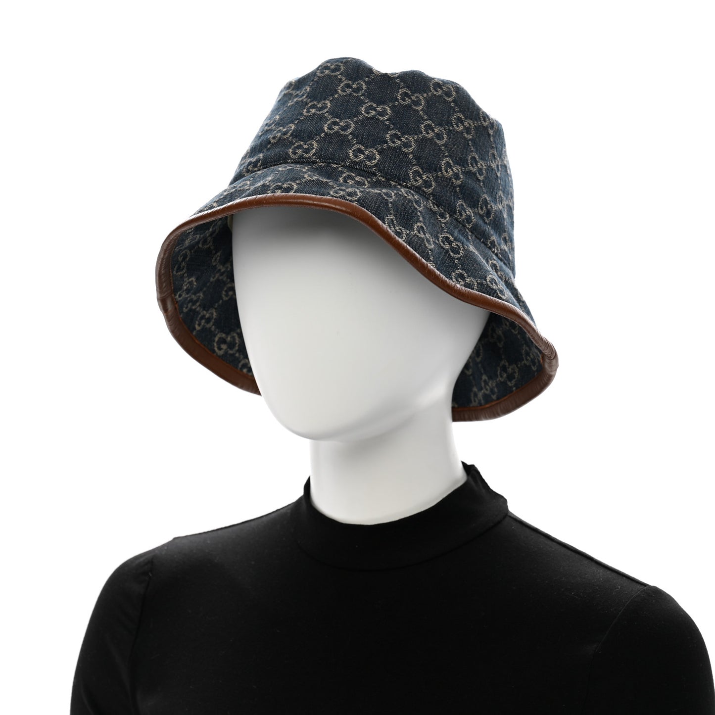 Washed Jacquard Denim Nappa GG Monogram Oscar Bucket Hat M Denim Cuir