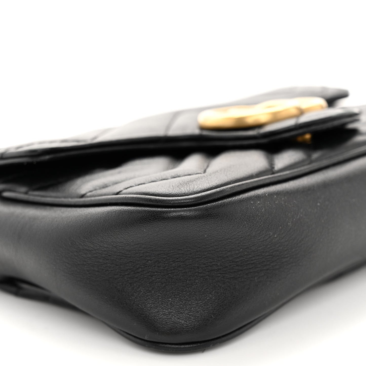 Calfskin Matelasse Super Mini GG Marmont Shoulder Bag Black