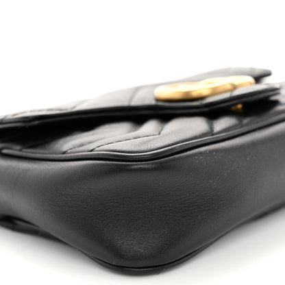 Gucci Calfskin Matelasse Super Mini GG Marmont Shoulder Bag Black 9 of 11